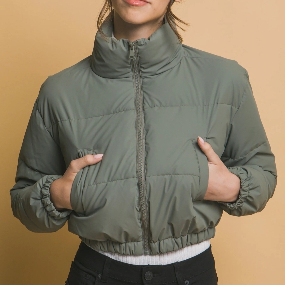 Olive Green Women's Puffer Jacket